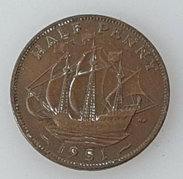Half Penny 1951, König Georg VI, Großbritannien aus Bronze
