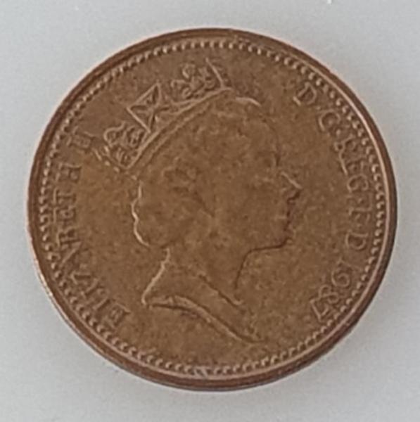 1 Penny 1987, Königin Elizabeth II. , Großbritannien