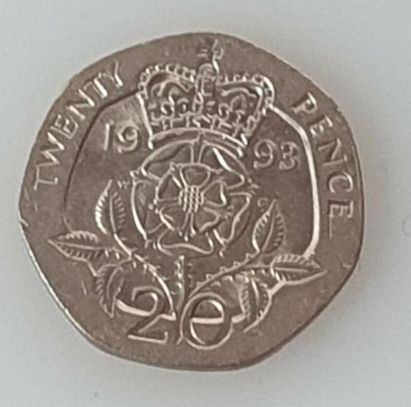 20 Pence -Twenty Pence- 1993, Königin Elisabeth II, Großbritannien