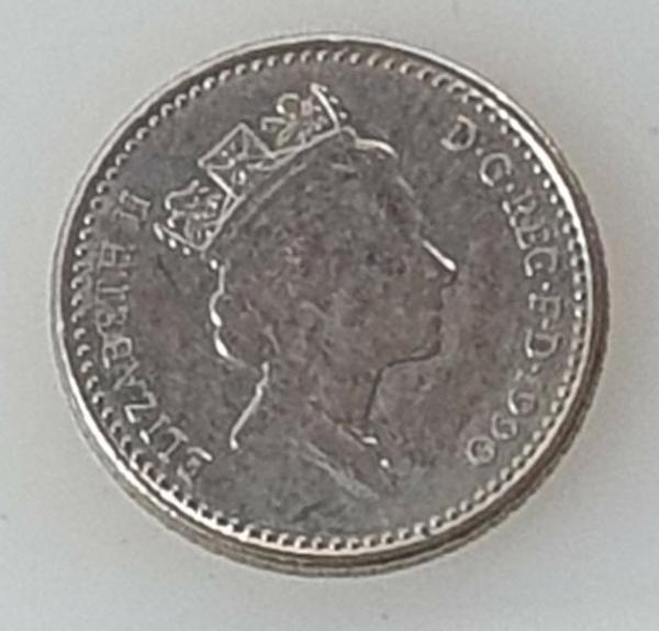 5 Pence 1990 Königin Elisabeth II, Großbritannien