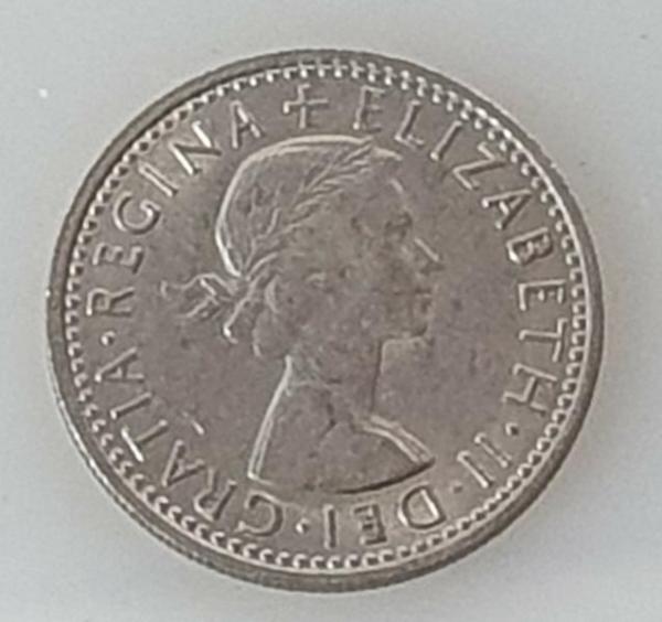 6 Pence -Six Pence- 1966, "Königin Elizabeth II" Großbritannien aus CuNi