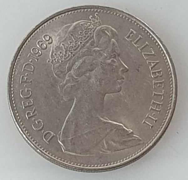 10 New Pence 1969 Königin Elisabeth II, Großbritannien aus CuNi