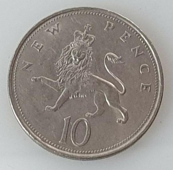 10 New Pence 1969 Königin Elisabeth II, Großbritannien aus CuNi