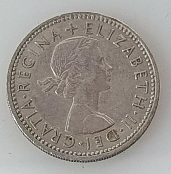 1 Schilling -One Shilling 1956, Königin Elisabeth II Großbritannien, Englisches Wappen