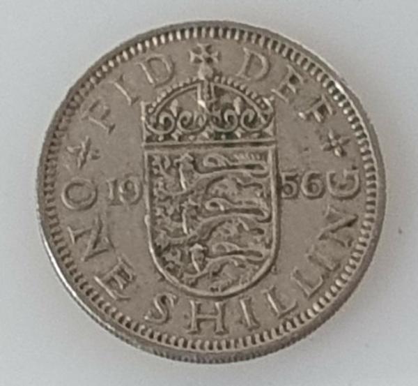 1 Schilling -One Shilling 1956, Königin Elisabeth II Großbritannien, Englisches Wappen