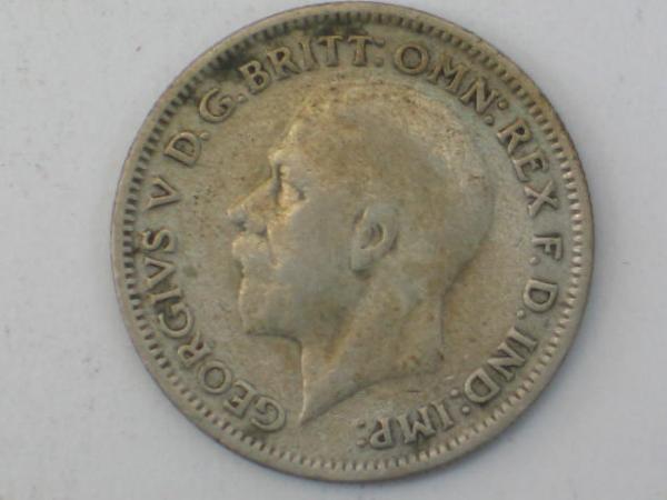 6 Pence 1931, Georg V, Großbritannien, Silber 500