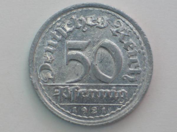 50 Pfennig 1921 G, Deutschland Weimarer Republik