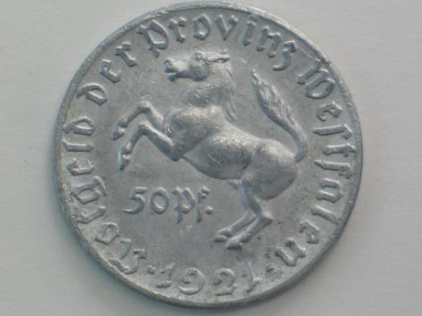 50 Pfennig 1921, Notgeld Provinz Westfalen Deutsches Reich