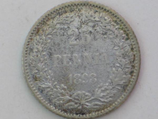 25 Pennia 1898, Finnland, Silber 750er