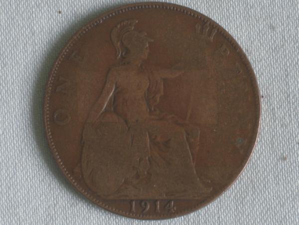 1 Penny -One Penny- 1914, König Georg V, Großbritannien aus Bronze