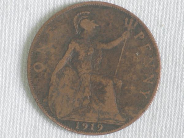 1 Penny -One Penny- 1919, König Georg V, Großbritannien aus Bronze