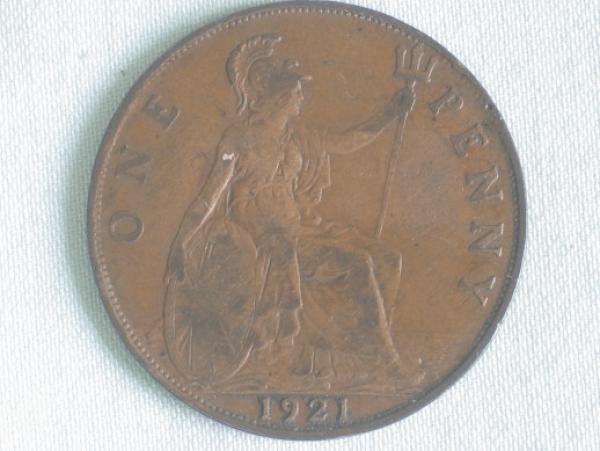 1 Penny -One Penny- 1921, König Georg V, Großbritannien aus Bronze