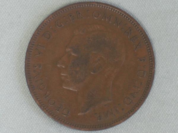 1 Penny -One Penny- 1945, König Georg V, Großbritannien aus Bronze