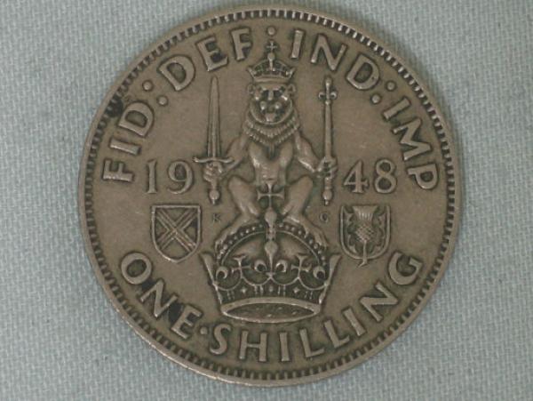 1 Schilling "George VI" Schottisches Wappen 1948 aus CuNi