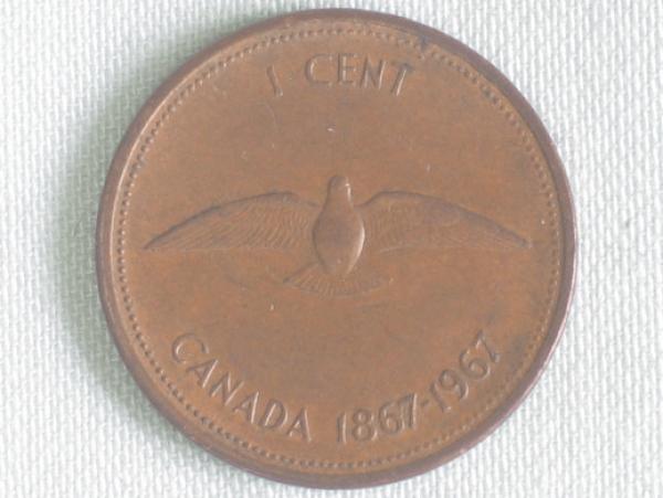1 Cent "Elizabeth II - Felsentaube" 1967 Kanada aus Kupfer