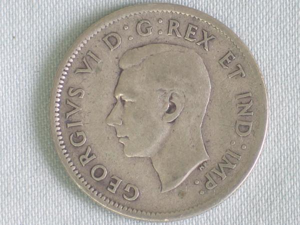 25 Cents "George VI - Caribou" 1942 aus 800er Silber