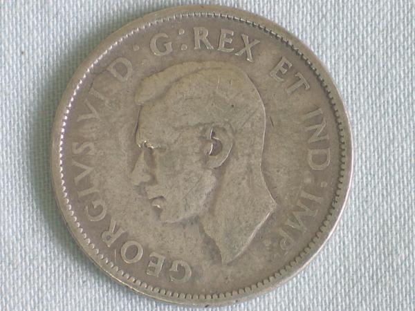 25 Cents "George VI - Caribou" 1944 aus 800er Silber