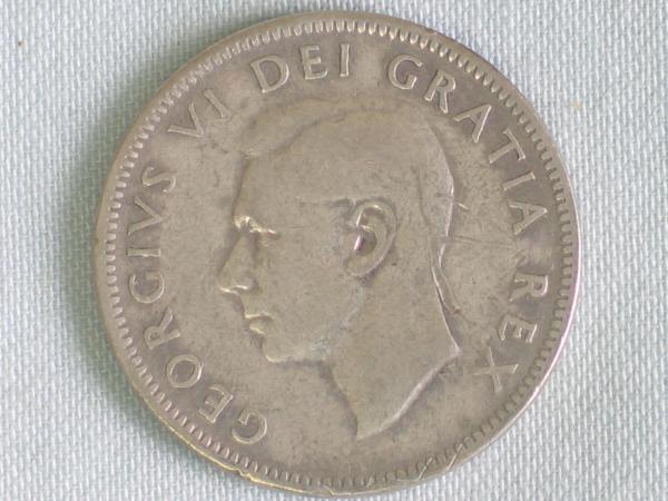 25 Cents "George VI - Caribou" 1949 aus 800er Silber