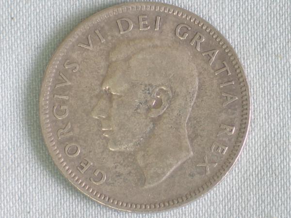 25 Cents "George VI - Caribou" 1951 aus 800er Silber