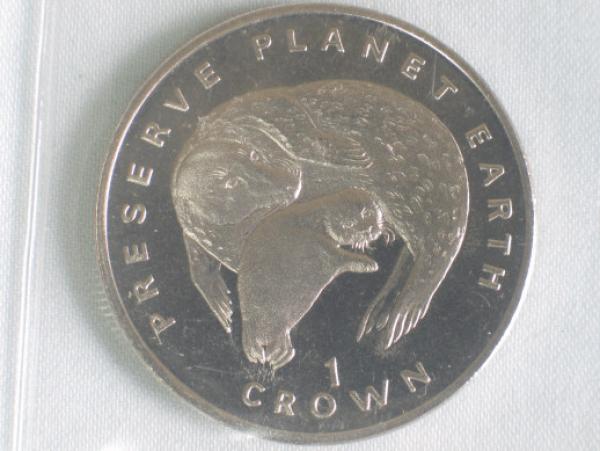 1 Crown 1994, Preserve Planet Earth "Seerobben", Isle of Man aus Kupfer Nickel