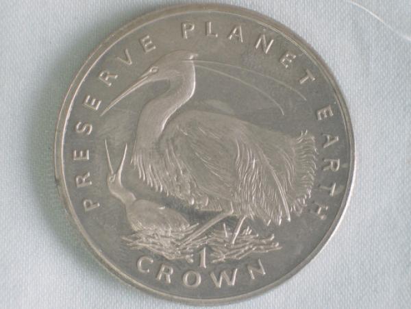 1 Crown 1995, Preserve Planet Earth "Silberreiher", Isle of Man aus Kupfer Nickel