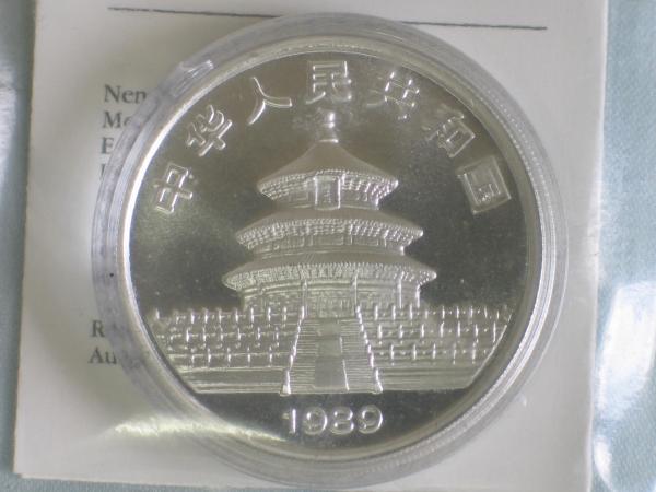 10 Yuan, China 1989, Panda aus 925 Silber + Zertifikat