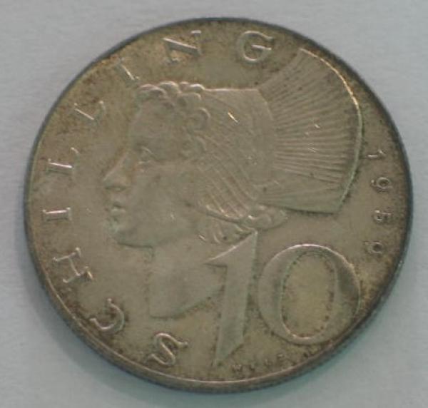10 Schilling aus 640er Silber 1959 KM# 2882