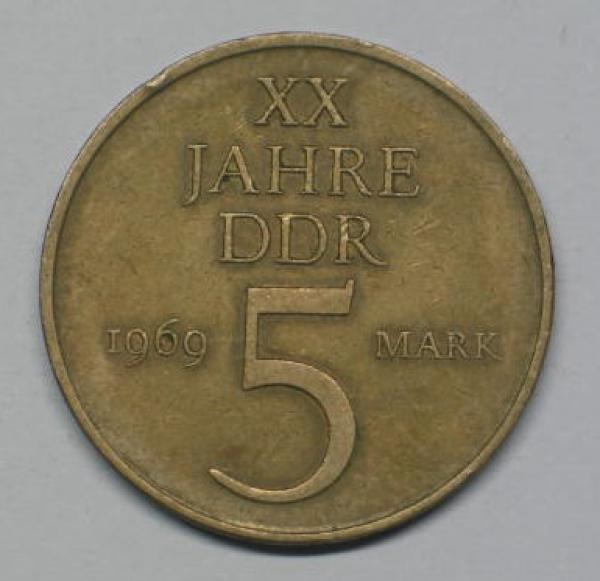 5 Mark "20 Jahre DDR" 1969 Gedenkmünze -Deutsche Demokratische Republik-