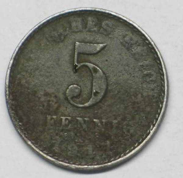 5 Pfennig Kaiserreich -nicht lesbar- aus CuNi