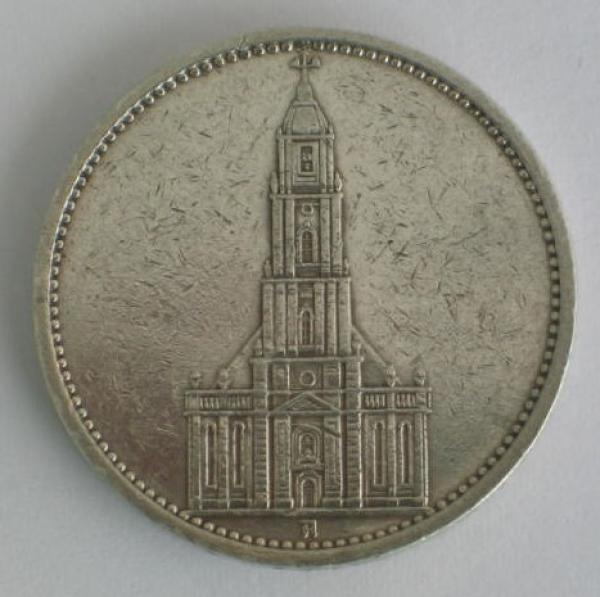 5 Reichsmark Drittes Reich "Garnisonskirche" 1935 A aus 900er Silber