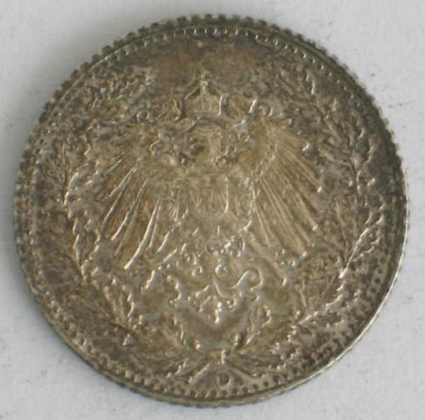1/2 Mark 1918 D Deutsches Reich, 900er Silbermünze