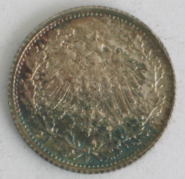 1/2 Mark 1918 F Deutsches Reich, 900er Silbermünze