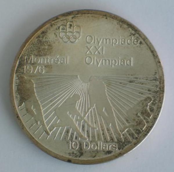 10 Dollars Canada 1976 XXI Olympiade 1976 -Fussball- 925er Sterlingsilber