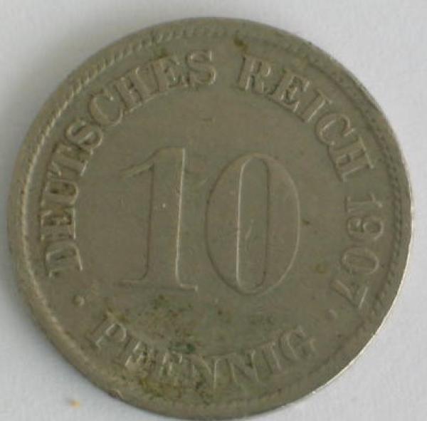10 Pfennig Kaiserreich 1907 G aus CuNi