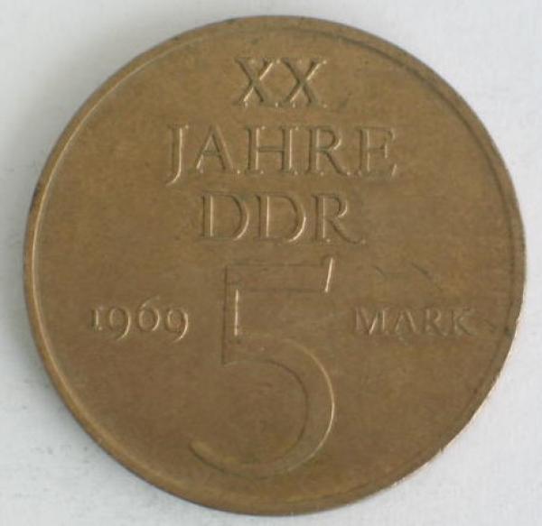 5 Mark "20 Jahre DDR" 1969 Gedenkmünze -Deutsche Demokratische Republik-