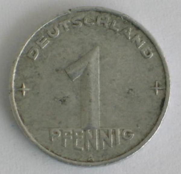 1 Pfennig 1952 A -Hammer und Ähren- -Deutsche Demokratische Republik-