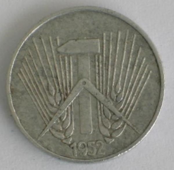 1 Pfennig 1952 A -Hammer und Ähren- -Deutsche Demokratische Republik-