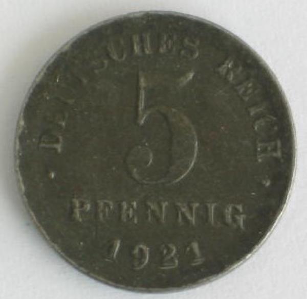 5 Pfennig Kaiserreich 1921 D~ aus Eisen