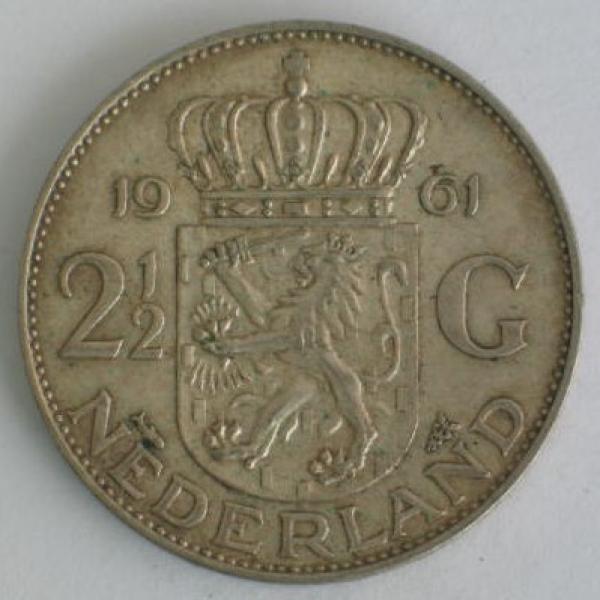 2 1/2 Gulden,1961,  Niederlande, 720er Silbermünze