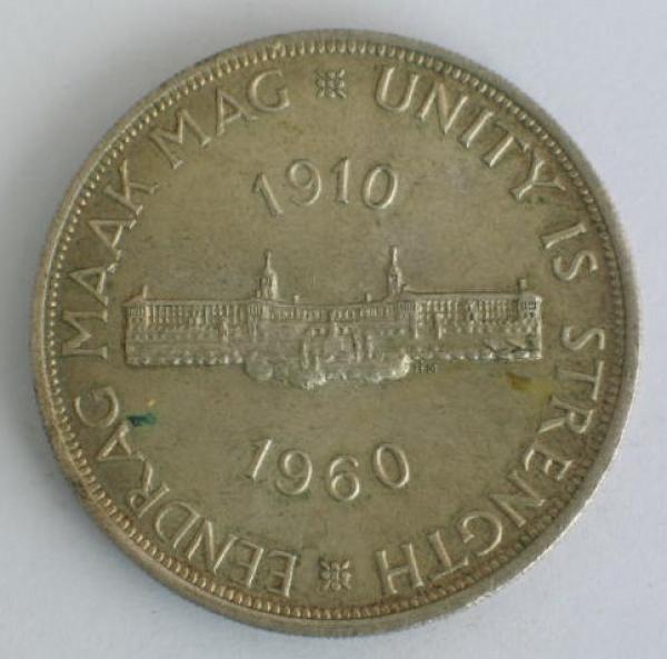 5 Shillings - Elizabeth II 1960 "Palamentsgebäude", Südafrika, 500er Silber 50 Jahre Südafrikanische Union