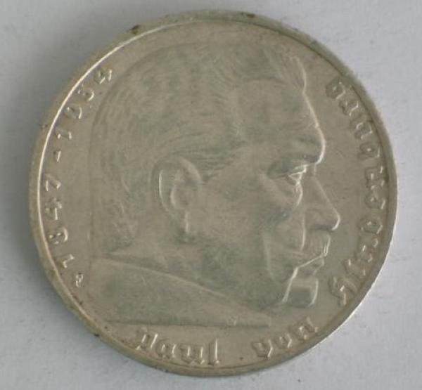 5 Reichsmark Drittes Reich "Hindenburg" 1935 F aus 900er Silber