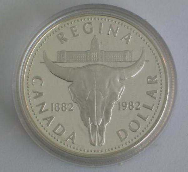 Elizabeth II 1 Dollar Canada "Bison Schädel" 500er Silbermünze in Original Münzkapsel