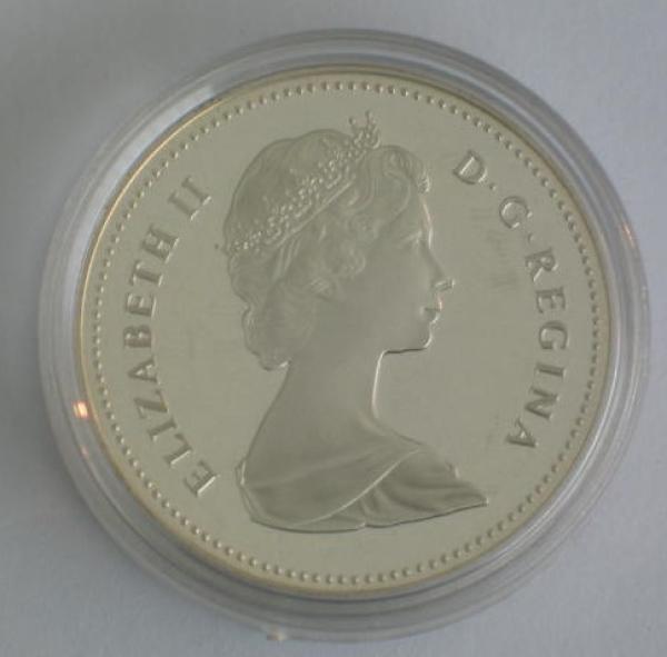 Elizabeth II 1 Dollar Canada "Bison Schädel" 500er Silbermünze in Original Münzkapsel