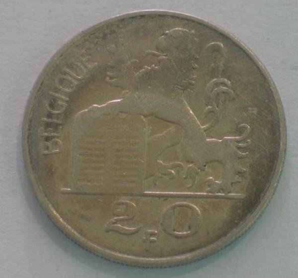 20 Francs 1950 Francs "Leopold III."  Belgien, 1950, Silbermünze