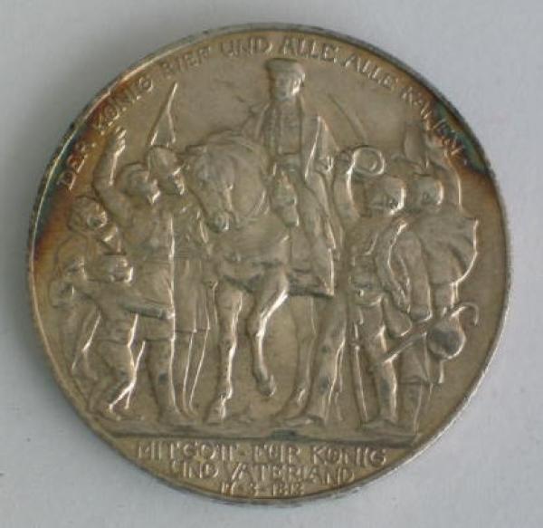 3 Mark Kaiserreich "100 Jahre Befreiungskriege, Der König rief" 1913 aus 900er Silber