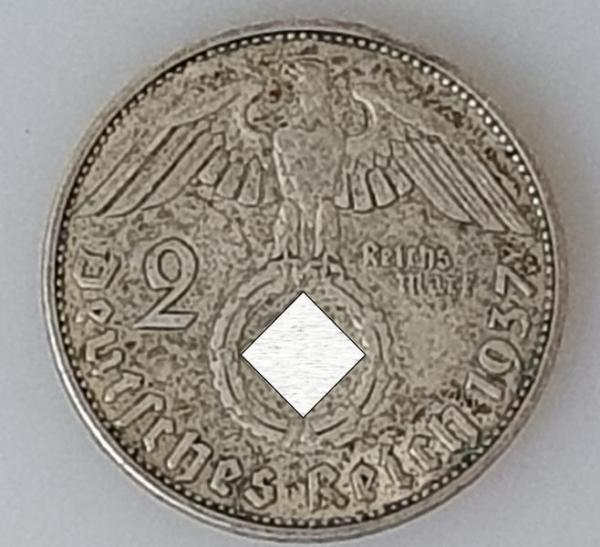 2 Reichsmark Hindenburg 1937 A, Deutsches Reich, 625er Silbermünze