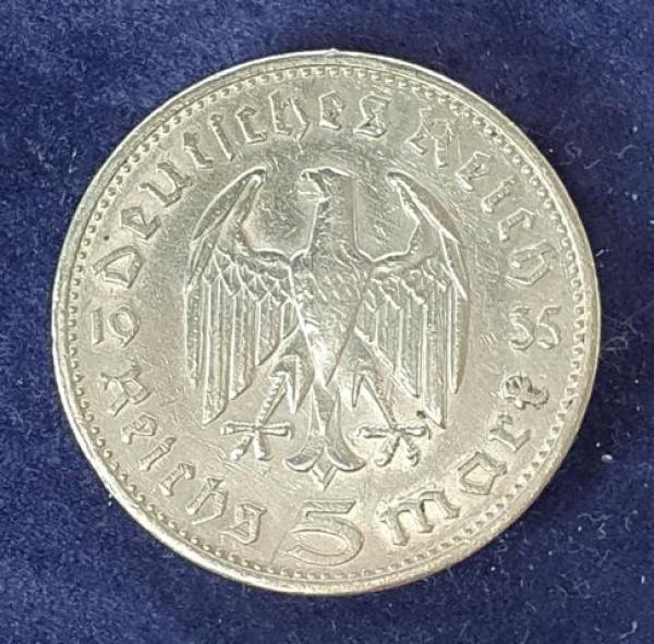 5 Reichsmark Drittes Reich "Hindenburg" 1935 G aus 900er Silber
