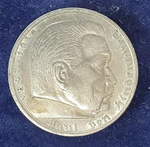 5 Reichsmark Drittes Reich "Hindenburg" 1935 A aus 900er Silber