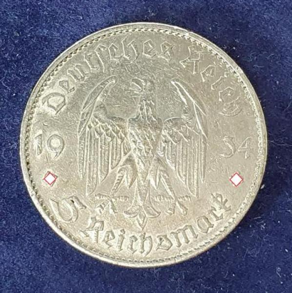 5 Reichsmark "Garnisonskirche" Drittes Reich 1934 G aus 900er Silber