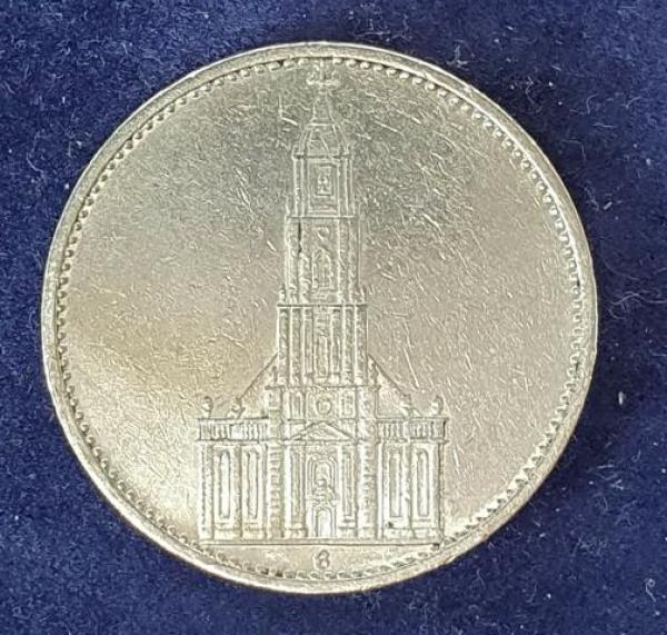 5 Reichsmark "Garnisonskirche" Drittes Reich 1934 G aus 900er Silber